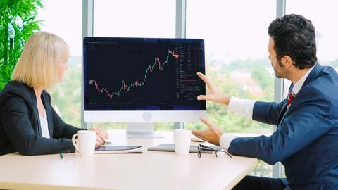 Stock market data chart analysis by ingenious computer software Stock Photos