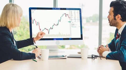 Stock market data chart analysis by ingenious computer software Stock Photos