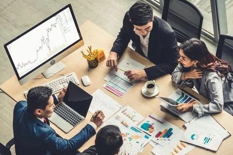 Stock market data chart analysis by ingenious computer software Stock Photos