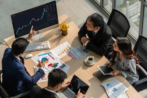 Stock market data chart analysis by ingenious computer software Stock Photos