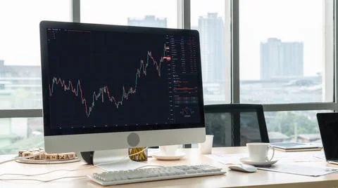Stock market data chart analysis by ingenious computer software Stock Photos