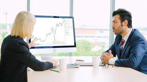 Stock market data chart analysis by ingenious computer software Stock Photos