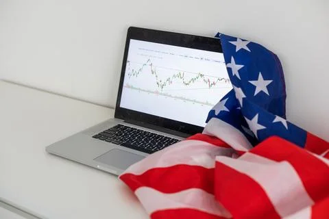 Stock market data chart analysis by ingenious computer software . Investment Stock Photos
