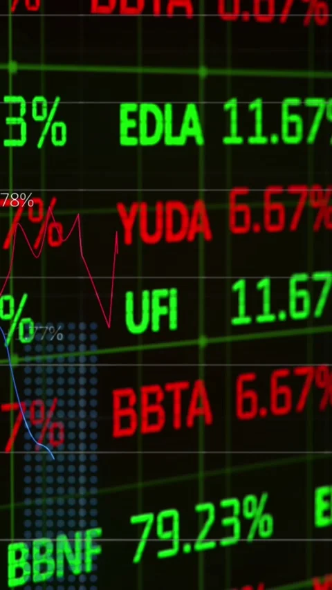 This stock market data composition has a red and green color scheme Stock Footage 344669083
