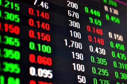 Stock market data on computer screen Stock Photos