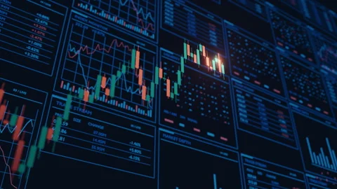 Stock Market Data Display With Candlestick Charts Stock Footage 346032080