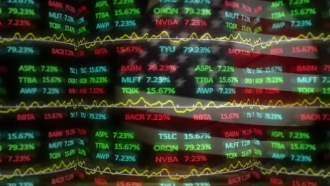 Stock market data with fluctuating graphs over shield logo animation Stock Footage 305288549