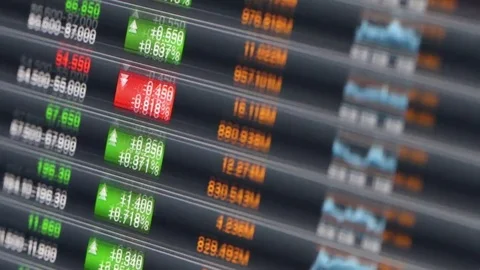 Stock Market Data On Led Display Stock Footage 75982518