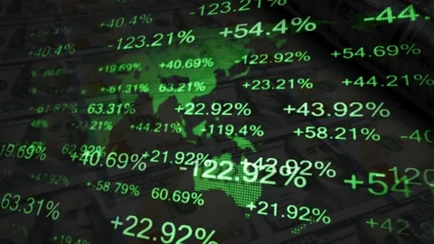 Stock Market Data Over US Dollar Bills Stock Footage 337732164