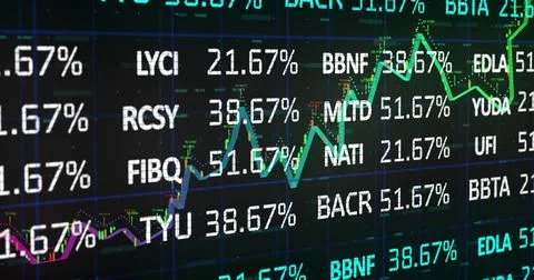 Stock market data processing against black background Stock Illustration