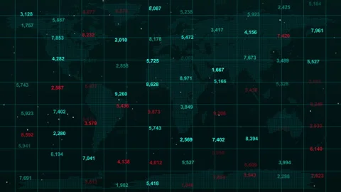 Stock market data processing over world on dark background Stock Footage 345118872