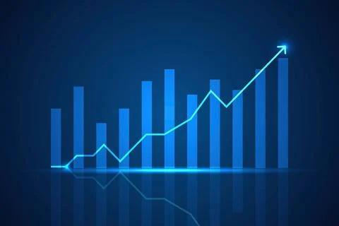 Stock Market Data Visualization with Rising Line Graph Stock Illustration