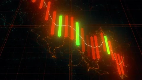 Stock Market Down Red CandleSticks Stock Footage 196170164