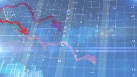 Stock market down trade financial investment business chart 4k video Stock Footage