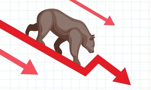 Stock market fall with bear vector Stock Illustration