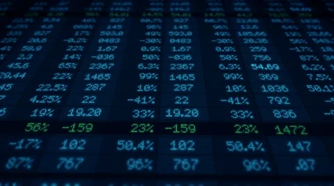 Stock Market - Financial Numbers - Digital Led - Screen - dark blue - Below. Stock Footage