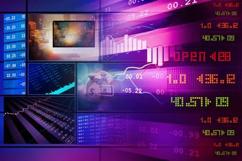 Stock market graph analysis Stock Illustration