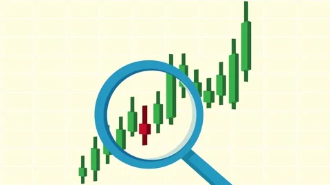 Stock market graph analyzing candlestick pattern for buy and sell animation Stock Footage 293940009