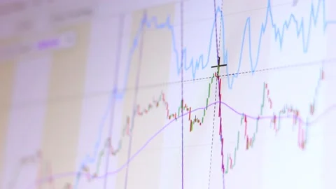 Stock market graph on computer screen - macro view. Stock market concept. Stock Footage 219212273