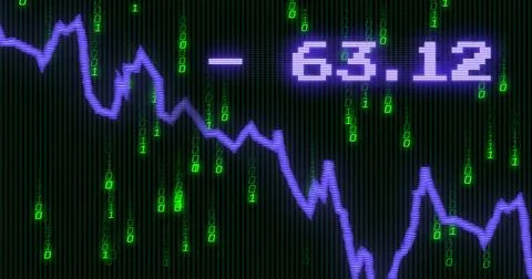 Stock market graph showing decline with digital numbers in finance concept Stock Photos