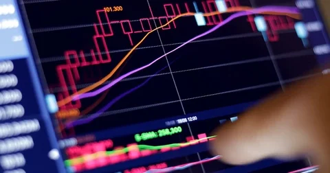 Stock market graph on tablet display Stock Footage 79529830