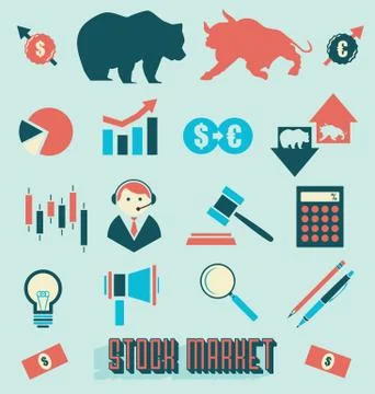 Stock Market Labels and Icons Stock Illustration