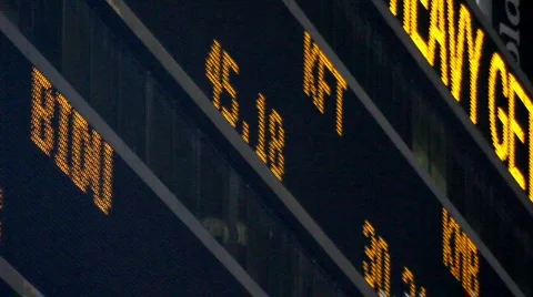 Stock Market LED Ticker Board Stock Footage