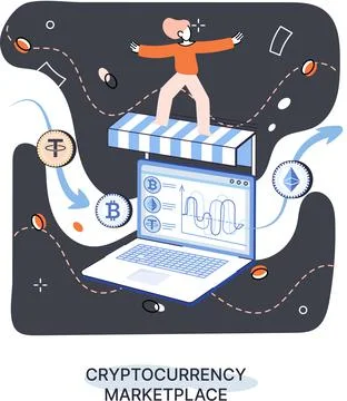 Stock market open-source program. Cryptocurrency mining program. Trading Stock Illustration