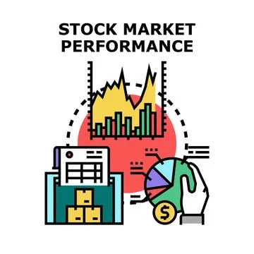 Stock market performance analyzing financial investment data Stock Illustration