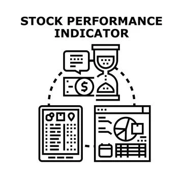 Stock market performance indicator concept analyzing investment trends Stock Illustration