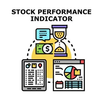 Stock market performance indicator concept analyzing investment trends Stock Illustration