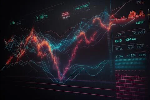 Stock market statistic progress chart. Futuristic financial progress candlestick Stock Illustration