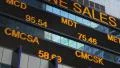 Stock market ticker digital display board Times Square New York City NYC 4k or 4k+ Resolution
