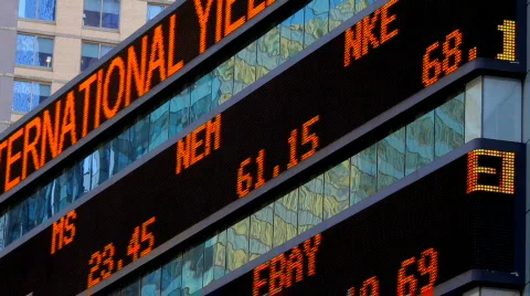 Stock Market Ticker, Times Square Stock Footage