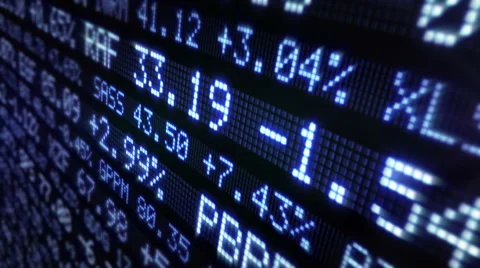 Stock Market Tickers. Loopable. Blue. Lateral view. 2 in 1. Stock Footage 54838910