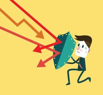 Stock market trading down to attack businessman. Stock Illustration
