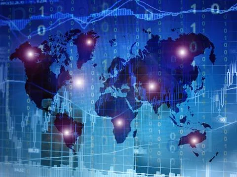 Stock market world map Ilustração Stock