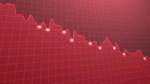 Stock markets down dynamic chart on dynamic red background. Stock Footage 155454112