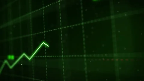 Stock markets uptrend dynamic chart on dynamic green background. Video stock 130985825