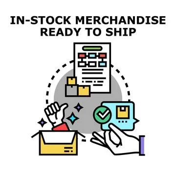 In stock merchandise ready for quick shipping and delivery Stock Illustration