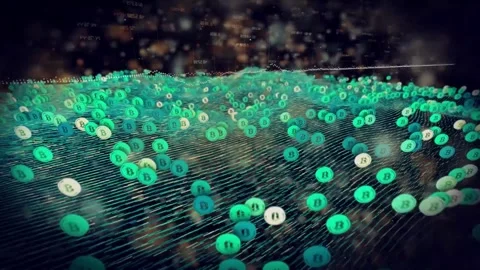 Stock motion graphics video shows a futuristic digital background BTC with Video stock 336444325