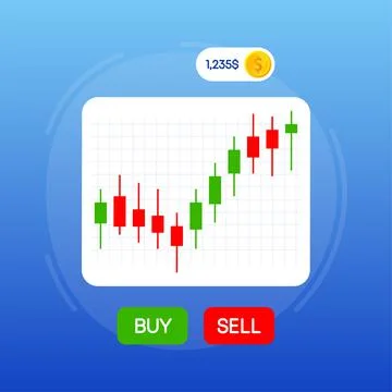 Stock online trading. Technical analysis candlestick chart. Stock exchanges Illustrazione stock