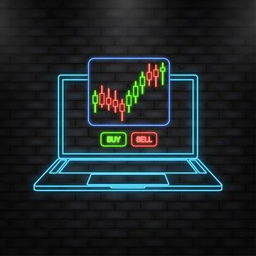 Stock online trading. Technical analysis candlestick chart. Stock exchanges Illustrazione stock