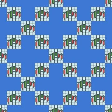 Stock or Crypto Candlestick Chart vector colored seamless pattern Stock Illustration