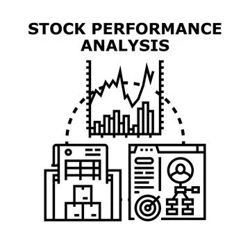 Stock performance analysis financial data management concept 스톡 일러스트