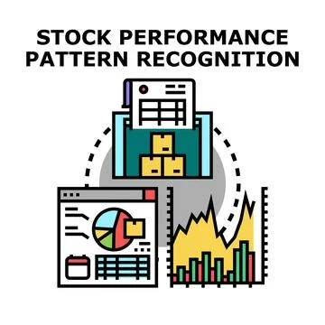 Stock performance pattern recognition analyzing market data Stock Illustration