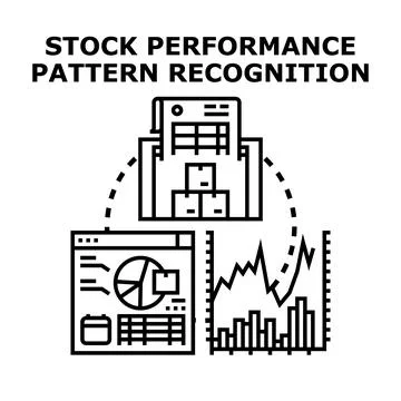 Stock performance pattern recognition analyzing market data Stock Illustration