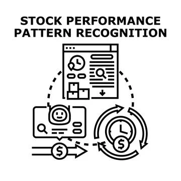 Stock performance pattern recognition analyzing market trends Stock Illustration