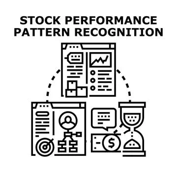 Stock performance pattern recognition financial analysis concept 库存插图