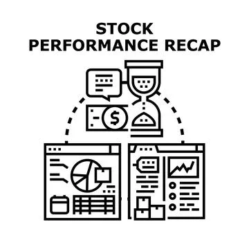 Stock performance recap analyzing financial market data Stock Illustration